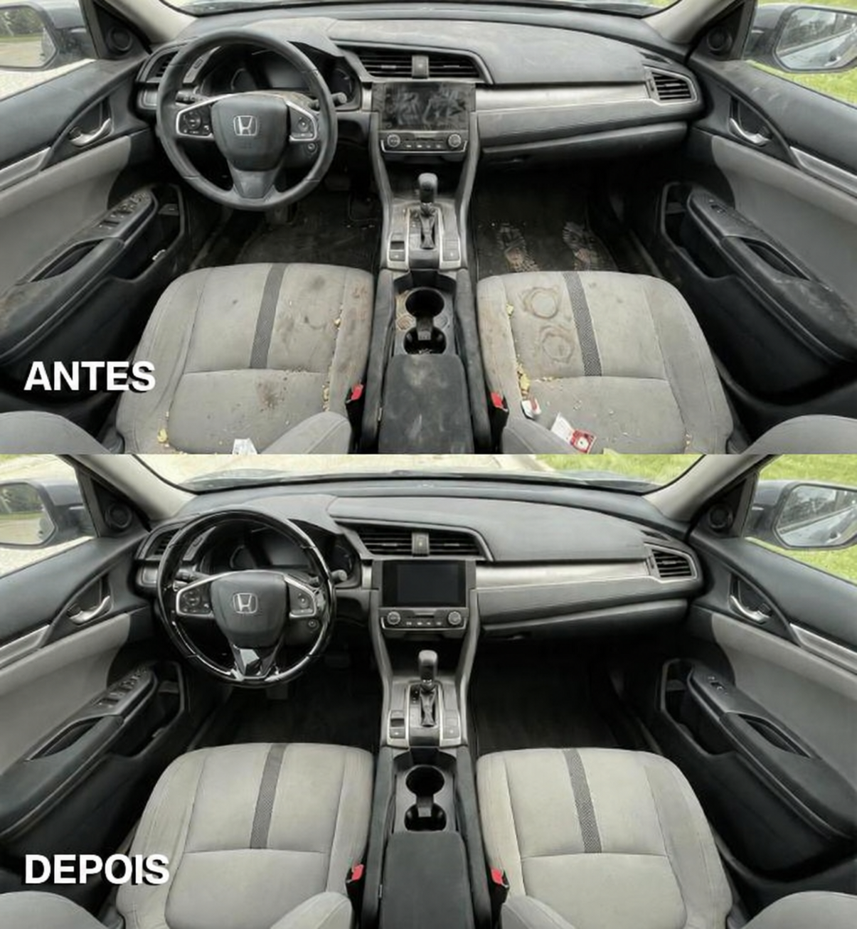 Antes e depois de higienização interna completa